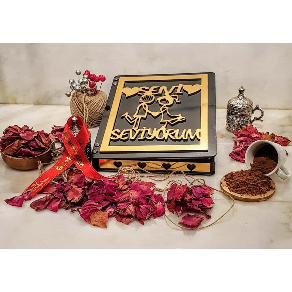 Love Çoko Hediyelik Ahşap Kutu - Siyah 1200 Gr