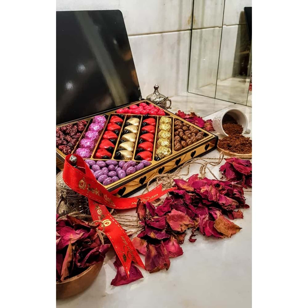 Love Çoko Hediyelik Ahşap Kutu - Siyah 1200 Gr