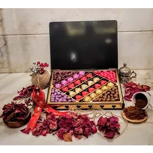 Love Çoko Hediyelik Ahşap Kutu - Siyah 1200 Gr