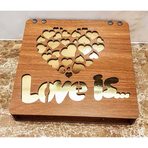 Love is Çoko Hediyelik Ahşap Kutu 750 Gr